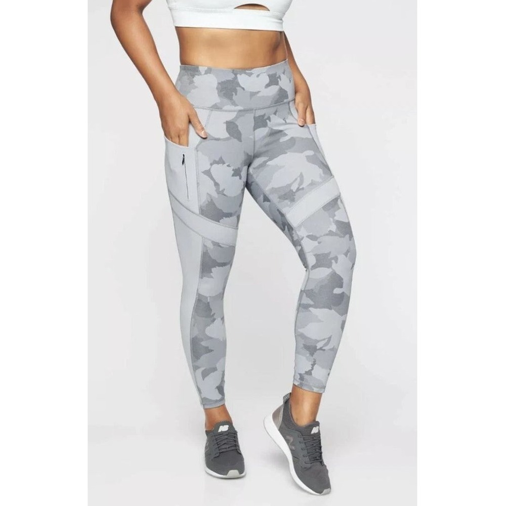 Athleta‎ All In Camo High-rise Leggings XS Pockets Grey Athluxury Sporty Clean